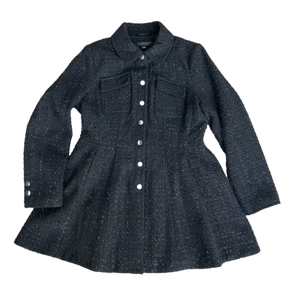 Laundry by Shelli Segal Black Glitter Peplum  Coat Laundry Size Large - Picture 4 of 10